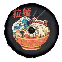 Funny Cat Ramen Spare Tire Cover Cute Japanese Sushi Kitty Eating Noodles - Wonder Print Shop