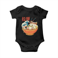Funny Cat Ramen Baby Onesie Cute Japanese Sushi Kitty Eating Noodles - Wonder Print Shop