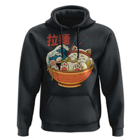 Funny Cat Ramen Hoodie Cute Japanese Sushi Kitty Eating Noodles - Wonder Print Shop