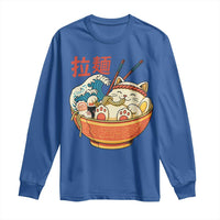 Funny Cat Ramen Long Sleeve Shirt Cute Japanese Sushi Kitty Eating Noodles - Wonder Print Shop