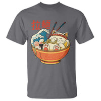 Funny Cat Ramen T Shirt Cute Japanese Sushi Kitty Eating Noodles - Wonder Print Shop