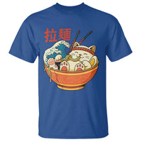 Funny Cat Ramen T Shirt Cute Japanese Sushi Kitty Eating Noodles - Wonder Print Shop