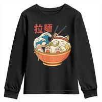 Funny Cat Ramen Youth Sweatshirt Cute Japanese Sushi Kitty Eating Noodles - Wonder Print Shop