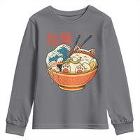 Funny Cat Ramen Youth Sweatshirt Cute Japanese Sushi Kitty Eating Noodles - Wonder Print Shop