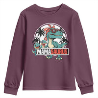 Mamasaurus Dinosaur Youth Sweatshirt Funny Grandma Saurus Family Matching - Wonder Print Shop