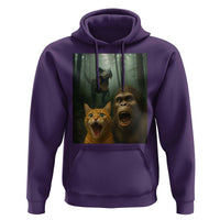 Cat Bigfoot Selfie With Dinosaur Hoodie Funny Surprised Scared Sasquatch Cat - Wonder Print Shop