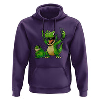 Funny Dinosaur Frog Selfie Hoodie Rock On Hand - Wonder Print Shop