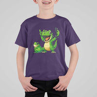 Funny Dinosaur Frog Selfie T Shirt For Kid Rock On Hand - Wonder Print Shop