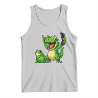 Funny Dinosaur Frog Selfie Tank Top Rock On Hand - Wonder Print Shop