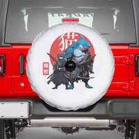 Samurai Cat Shark Spare Tire Cover Retro Japanese Animal Warrior Art - Wonder Print Shop