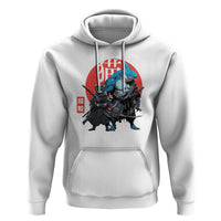 Samurai Cat Shark Hoodie Retro Japanese Animal Warrior Art - Wonder Print Shop