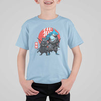 Samurai Cat Shark T Shirt For Kid Retro Japanese Animal Warrior Art - Wonder Print Shop