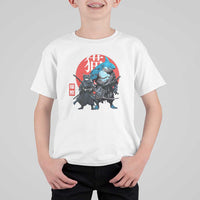 Samurai Cat Shark T Shirt For Kid Retro Japanese Animal Warrior Art - Wonder Print Shop