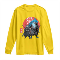 Samurai Cat Shark Long Sleeve Shirt Retro Japanese Animal Warrior Art - Wonder Print Shop