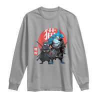 Samurai Cat Shark Long Sleeve Shirt Retro Japanese Animal Warrior Art - Wonder Print Shop