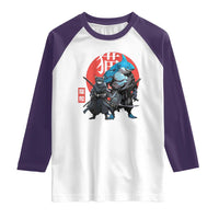 Samurai Cat Shark Raglan Shirt Retro Japanese Animal Warrior Art - Wonder Print Shop