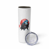 Samurai Cat Shark Skinny Tumbler Retro Japanese Animal Warrior Art