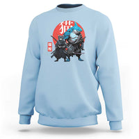 Samurai Cat Shark Sweatshirt Retro Japanese Animal Warrior Art - Wonder Print Shop