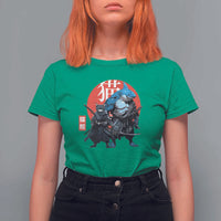 Samurai Cat Shark T Shirt For Women Retro Japanese Animal Warrior Art - Wonder Print Shop