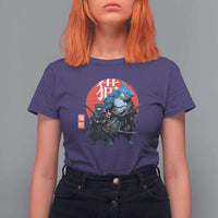 Samurai Cat Shark T Shirt For Women Retro Japanese Animal Warrior Art - Wonder Print Shop