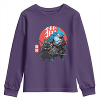 Samurai Cat Shark Youth Sweatshirt Retro Japanese Animal Warrior Art - Wonder Print Shop