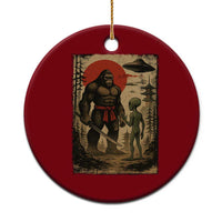 Samurai Bigfoot Japanese UFO Ceramic Ornament Sasquatch Ailen Ukiyo-e - Wonder Print Shop