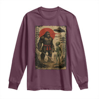 Samurai Bigfoot Japanese UFO Long Sleeve Shirt Sasquatch Ailen Ukiyo-e - Wonder Print Shop
