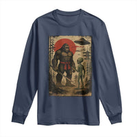 Samurai Bigfoot Japanese UFO Long Sleeve Shirt Sasquatch Ailen Ukiyo-e - Wonder Print Shop