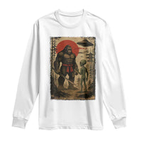 Samurai Bigfoot Japanese UFO Long Sleeve Shirt Sasquatch Ailen Ukiyo-e - Wonder Print Shop