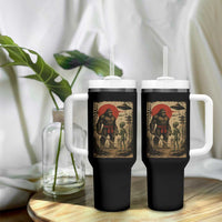 Samurai Bigfoot Japanese UFO Tumbler With Handle Sasquatch Ailen Ukiyo-e - Wonder Print Shop