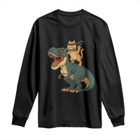 Ninja Cat Riding Dinosaur Long Sleeve Shirt - Wonder Print Shop