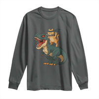 Ninja Cat Riding Dinosaur Long Sleeve Shirt - Wonder Print Shop