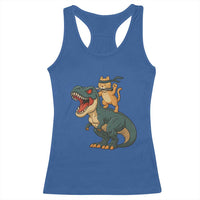 Ninja Cat Riding Dinosaur Racerback Tank Top - Wonder Print Shop