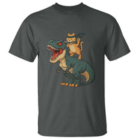 Ninja Cat Riding Dinosaur T Shirt - Wonder Print Shop