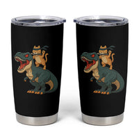 Ninja Cat Riding Dinosaur Tumbler Cup - Wonder Print Shop