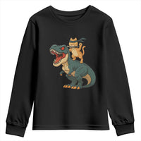 Ninja Cat Riding Dinosaur Youth Sweatshirt - undefined