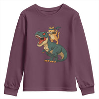 Ninja Cat Riding Dinosaur Youth Sweatshirt - undefined