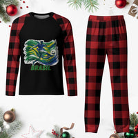 Brazil Soccer Fan Plaid Pajama Set Brasil Flag Football Game Day Supporter