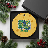 Brazil Soccer Fan Ceramic Ornament Brasil Flag Football Game Day Supporter
