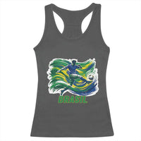 Brazil Soccer Fan Racerback Tank Top Brasil Flag Football Game Day Supporter