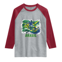Brazil Soccer Fan Raglan Shirt Brasil Flag Football Game Day Supporter