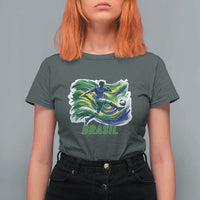 Brazil Soccer Fan T Shirt For Women Brasil Flag Football Game Day Supporter