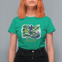 Brazil Soccer Fan T Shirt For Women Brasil Flag Football Game Day Supporter