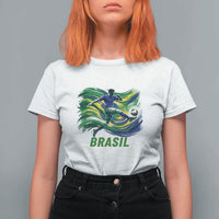 Brazil Soccer Fan T Shirt For Women Brasil Flag Football Game Day Supporter