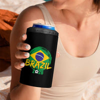 Brazil Soccer Fan Brasil Flag 4 in 1 Can Cooler Tumbler Brazilian Football Game Day Supporter