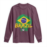 Brazil Soccer Fan Brasil Flag Long Sleeve Shirt Brazilian Football Game Day Supporter