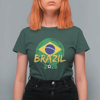 Brazil Soccer Fan Brasil Flag T Shirt For Women Brazilian Football Game Day Supporter