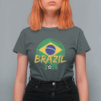 Brazil Soccer Fan Brasil Flag T Shirt For Women Brazilian Football Game Day Supporter