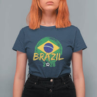 Brazil Soccer Fan Brasil Flag T Shirt For Women Brazilian Football Game Day Supporter