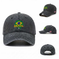 Brazil Soccer Fan Brasil Flag Washed Cotton Baseball Cap Brazilian Football Game Day Supporter